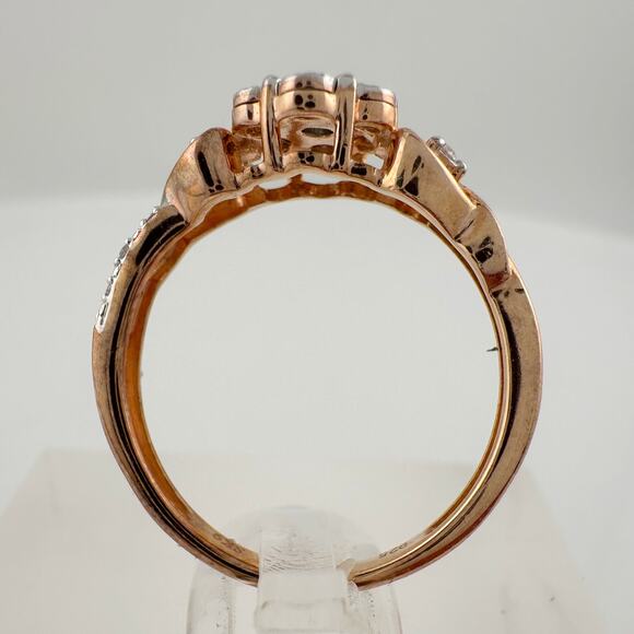 Two Tone Diamond Cluster Ring with Hearts on sides - size 7 - Picture 6 of 16